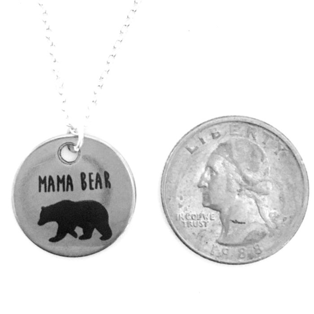 Mama Bear Necklace on .925 Sterling Silver Chain - Picture 3 of 7
